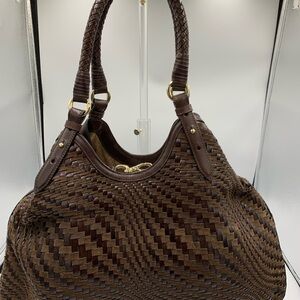 Cole Haan Dark Brown Woven Shoulder Bag